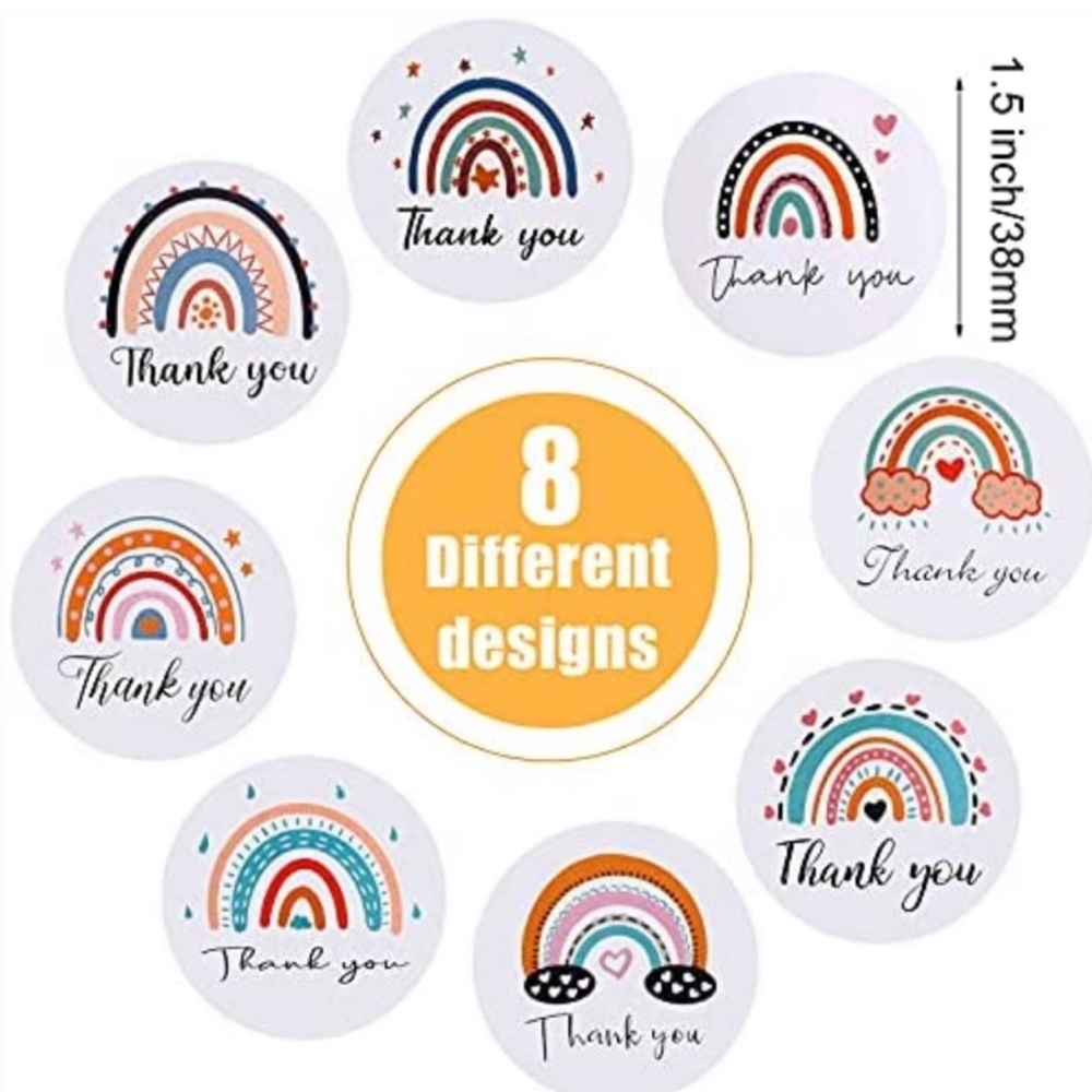 50 Thank You Stickers 1.5” seals rainbow labels envelope customer packaging NEW - Picture 6 of 9